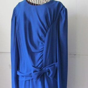 90s Royal Blue Dress Mother of the Bride Dress Wedding Ruche Dresses 12 14 L